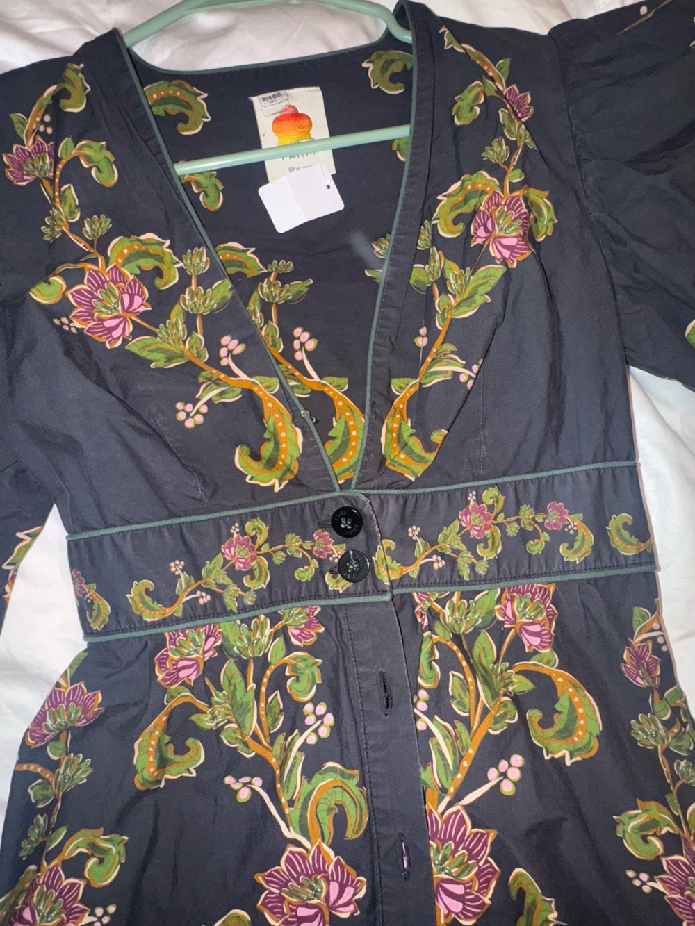 FARM Rio Black Dress with Pink & Green Floral Embroidery - Picture 4 of 8
